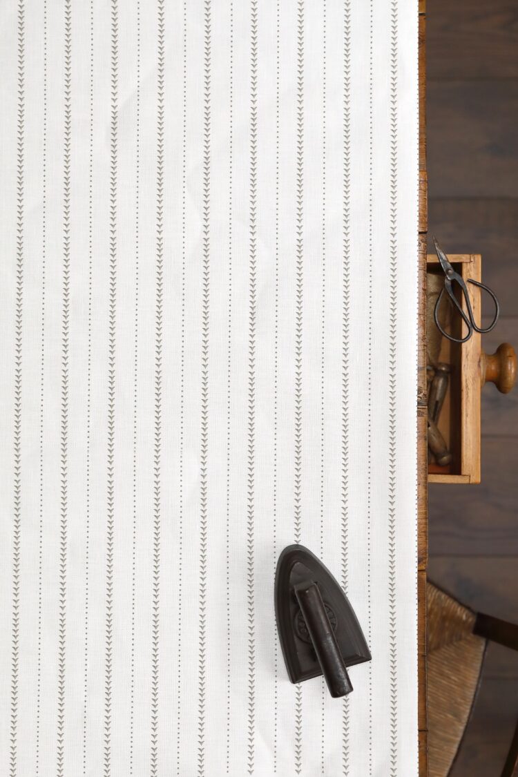 Napoli Stripe Dove on New White Linen