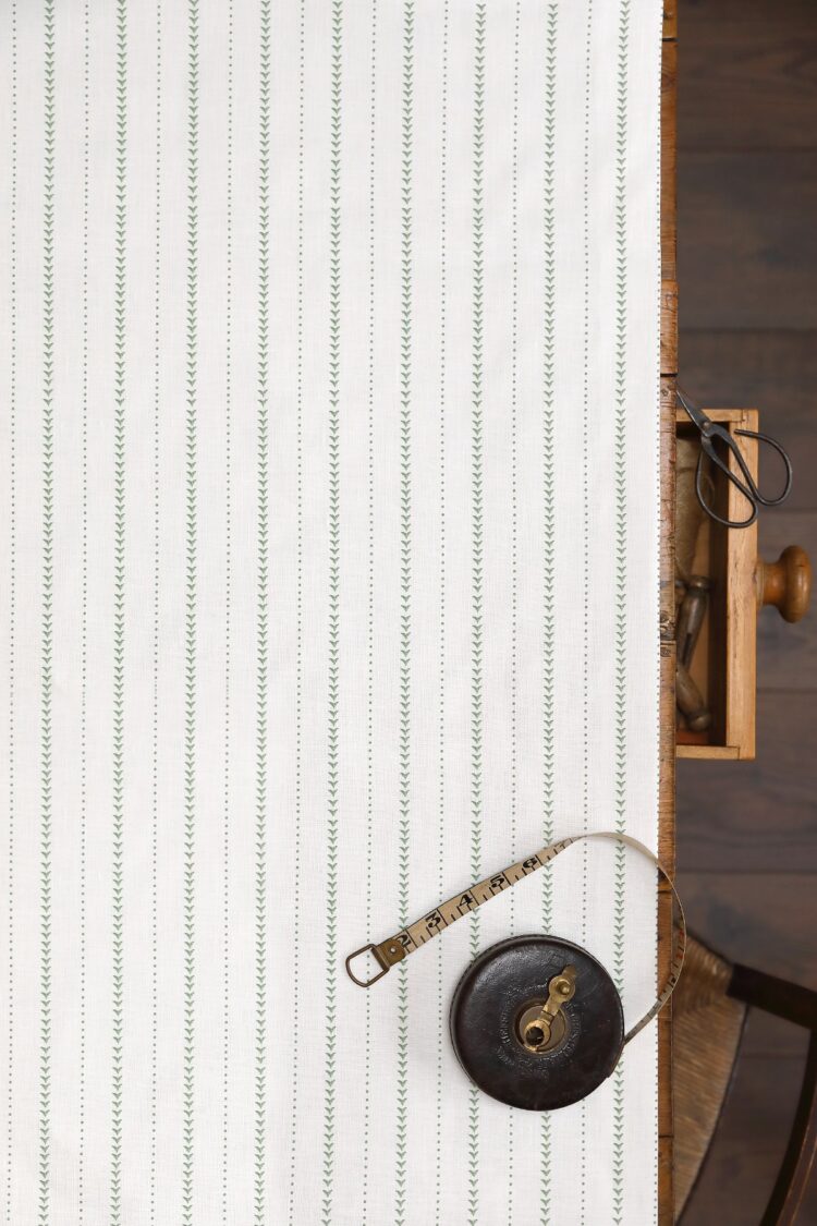 Napoli Stripe Pea Pod on New White Linen