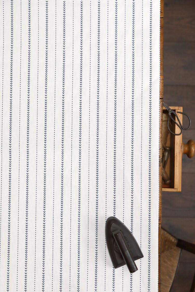 Napoli Stripe Squid Ink on New White Linen
