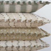 Tin Star Forest Green + Wheat Midi Scale on Stone Linen Frill Cushion £144.00 - Image 2