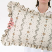 Tin Star Forest Green + Wheat Midi Scale on Stone Linen Frill Cushion £144.00 - Image 3