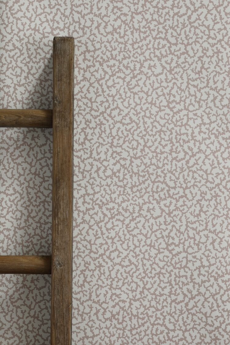 Coral Mulberry Pink on Cream Wallpaper