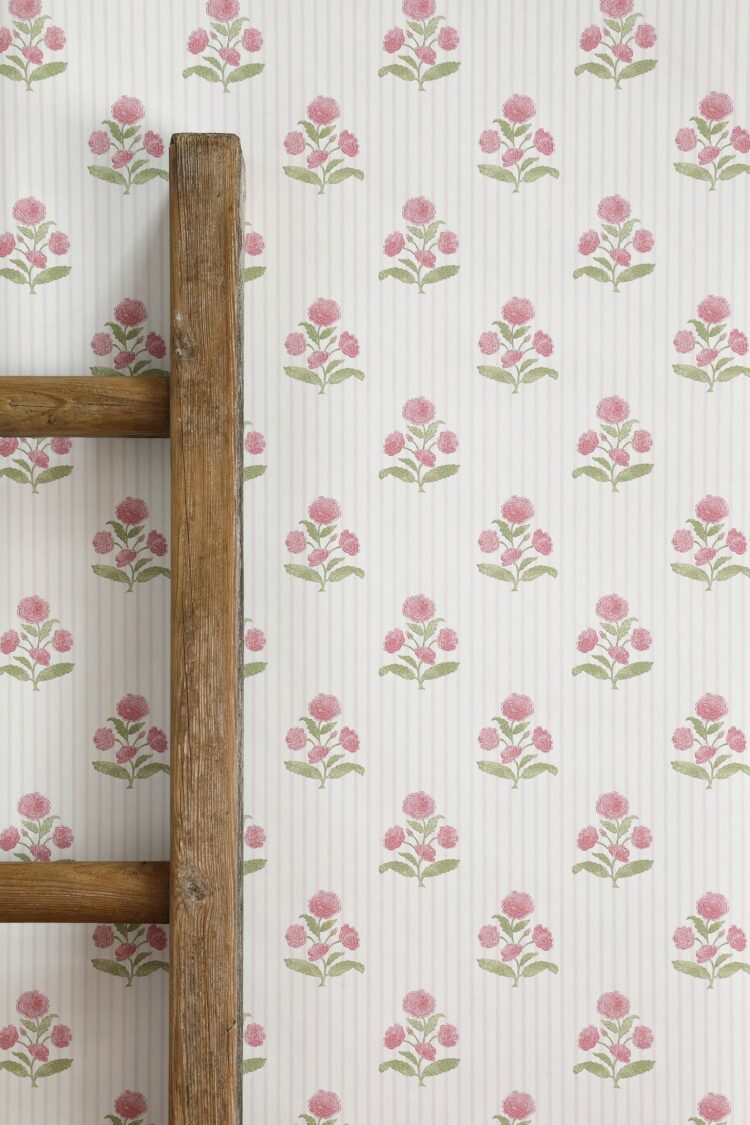 Poppi and Stripe Pink + Green Wallpaper