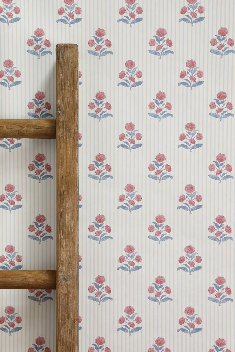 Poppi and Stripe Pink + Blue Wallpaper