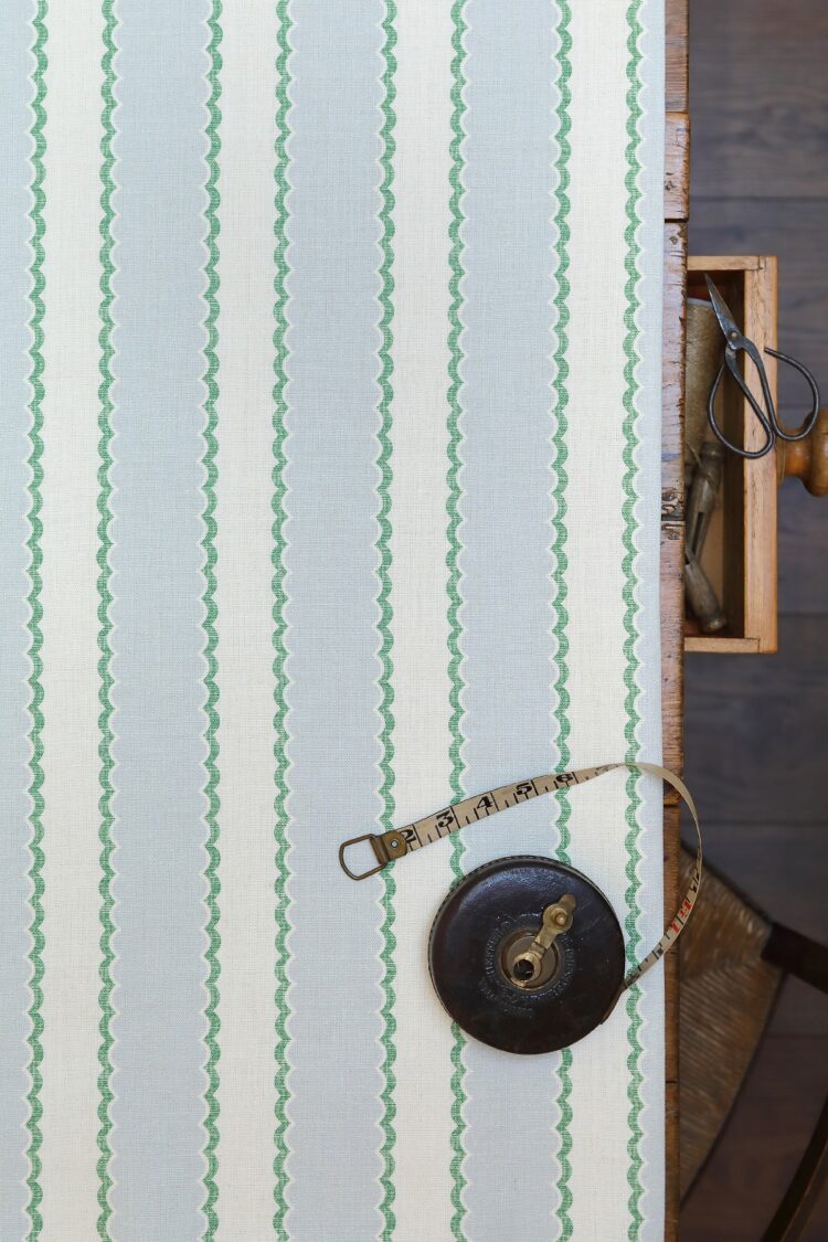 Folie Stripe Sky Blue + Emerald Green on Double Cream