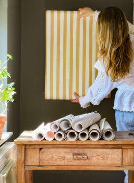 Summer Stripe Wallpaper Hay on Cream