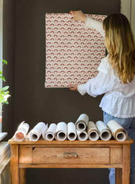 Laguna Wallpaper ~ Maroon and Soft Pinks