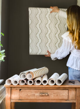 Amalia Forest + Wheat Wallpaper Small Scale 4 Wave across