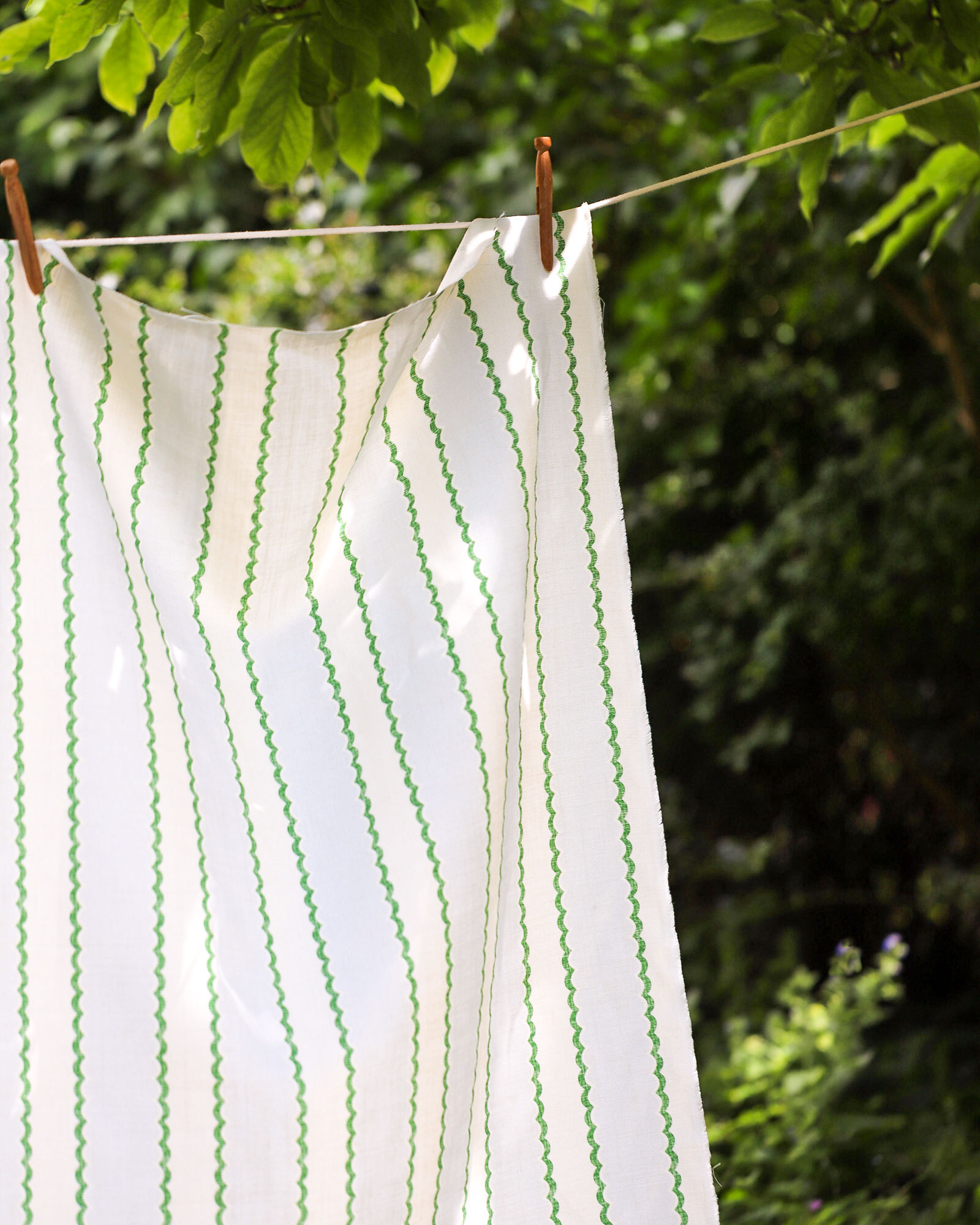 Folie Stripe Sky Blue + Emerald Green on Double Cream - Image 2