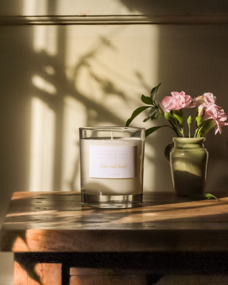 Clear Glass Large Tumbler Lime & Basil Candle