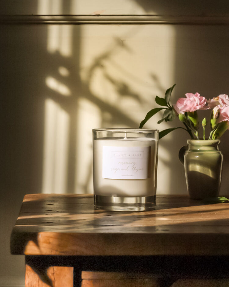Clear Glass Large Tumbler Rosemary, Sage and Thyme Candle