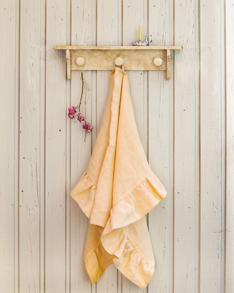 Beautiful Handmade Frilly Hay Linen Tea Towels