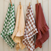 Beautiful Handmade Frilly Earth Linen Tea Towels - Image 2