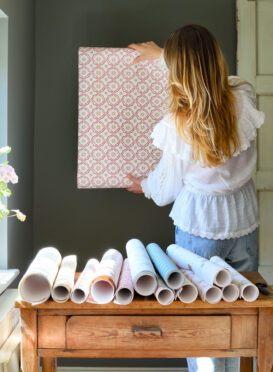 Bolonia Wallpaper Maroon + Terra Pink