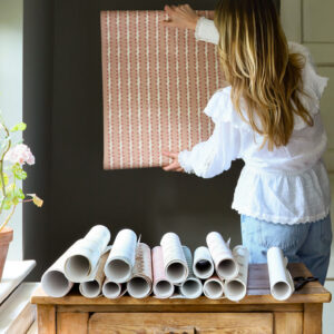 Wave + Dot Wallpaper Terra, Maroon on Cream (Funky)