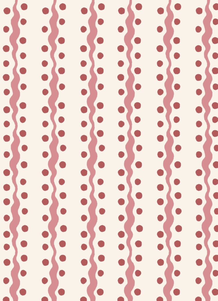 Wave + Dot Wallpaper Maroon + Soft Pink