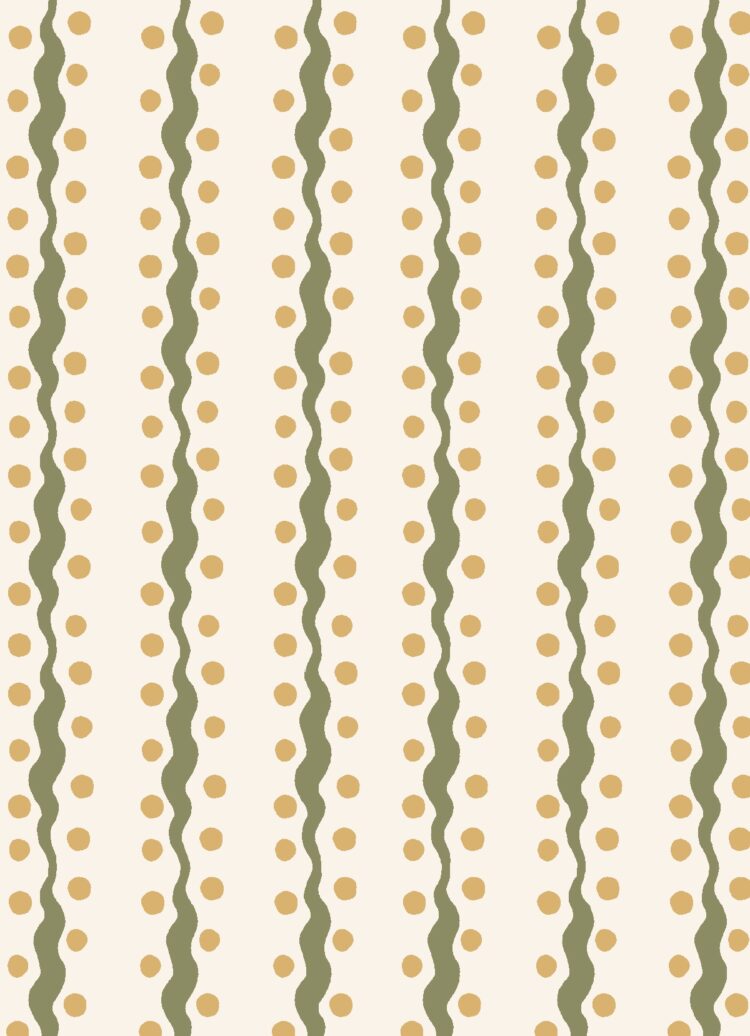 Wave + Dot Wallpaper Olive + Hay