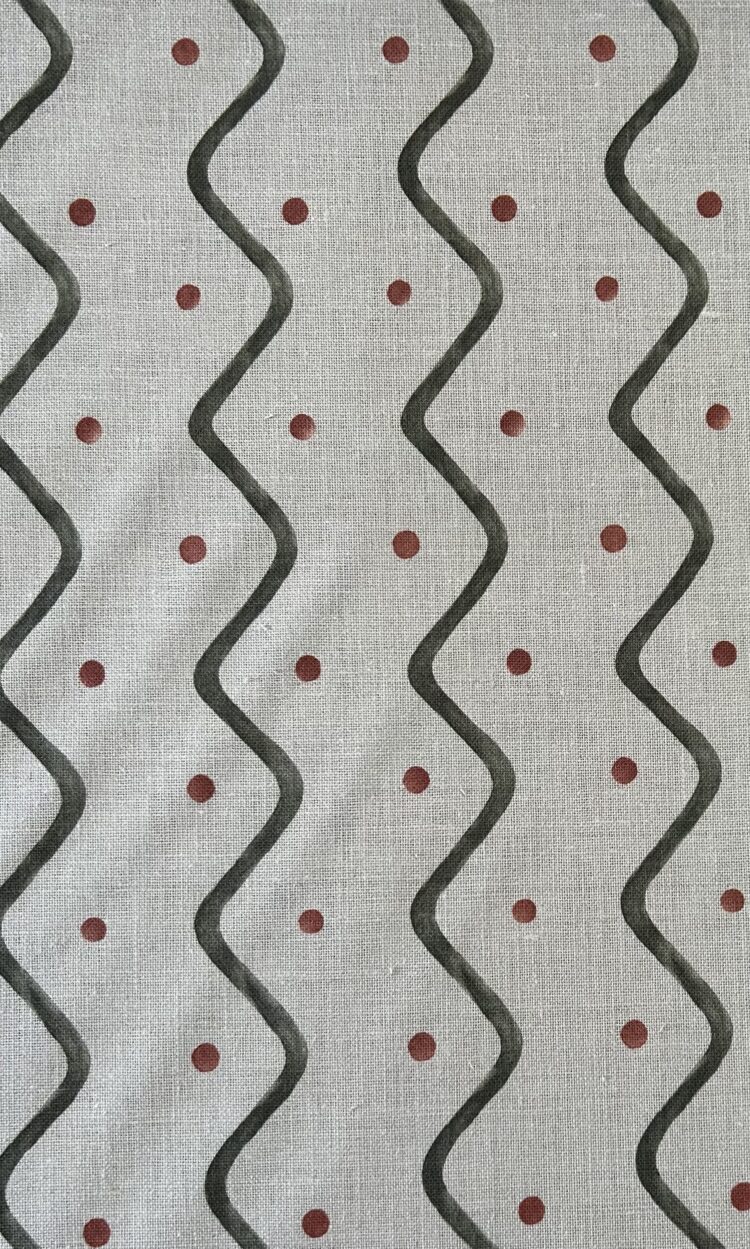 Sicilian Squiggle Forest Green + Earth on Stone Linen
