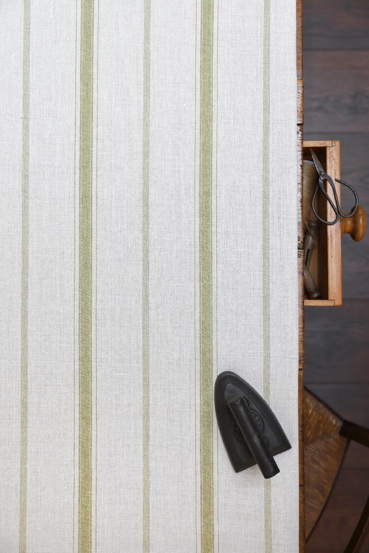 Sorrento Stripe {Single Colour} Limeleaf on Chunky Linen