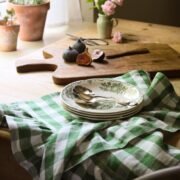 Beautiful Handmade Frilly Green Check Linen Tea Towels - Image 4
