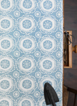 Suzanni Lisbon Blue on Double Cream Linen