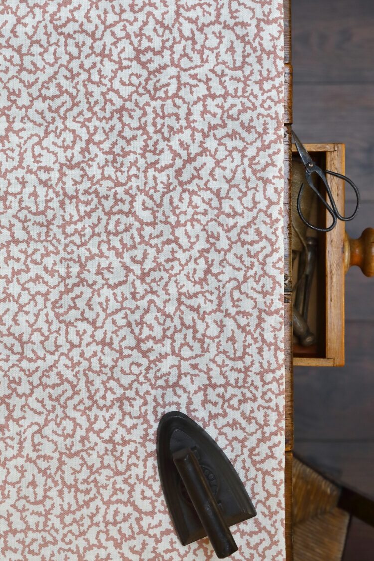 Coral Chalk Pink on Double Cream Linen