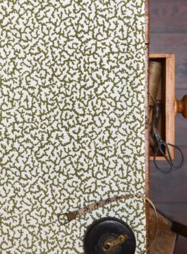 Coral Olive on Double Cream Linen
