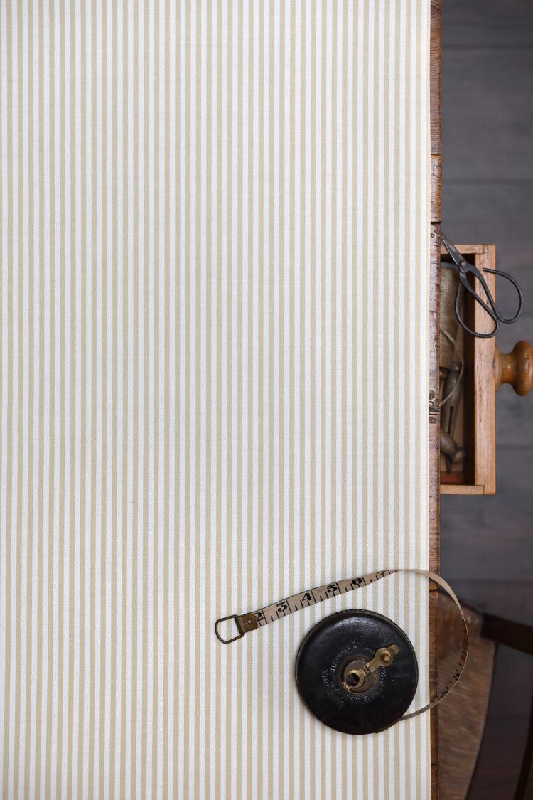 Eva Stripe ~ Sand on White Linen Union