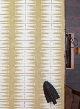 Montauk Diamond Stripe Beeswax on Luxurious Double Cream Linen