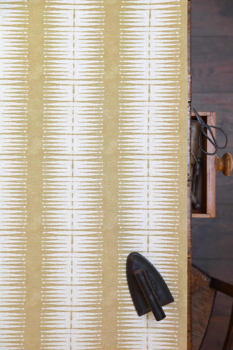 Montauk Diamond Stripe Beeswax on Luxurious Double Cream Linen