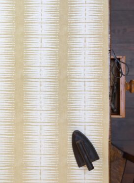 Montauk Diamond Stripe Sand on Luxurious Double Cream Linen