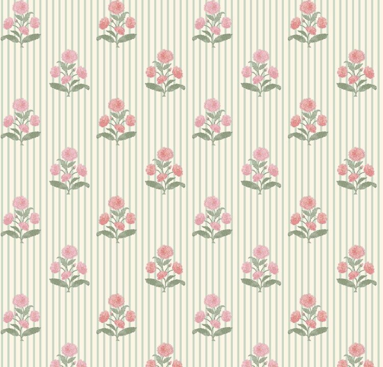 Poppi and Stripe Eucalyptus Green and English Multi Pinks