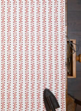 Wave and Dot in Jam on White Linen Union
