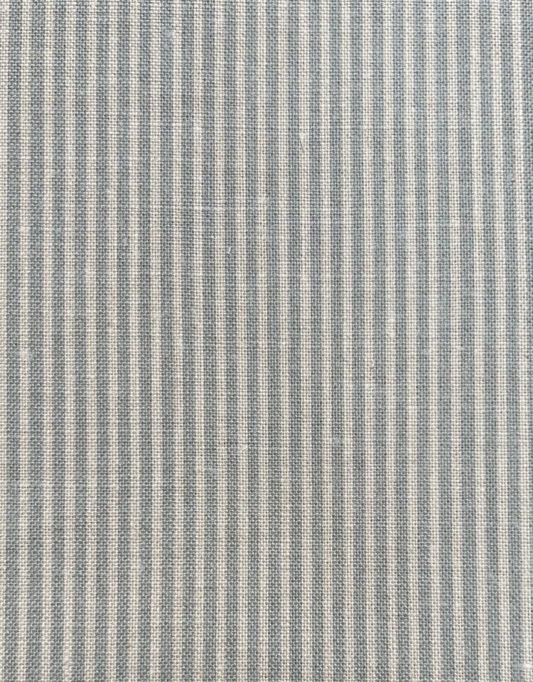Skinny Pinstripe Reversed Smokey Blue on Stone Linen