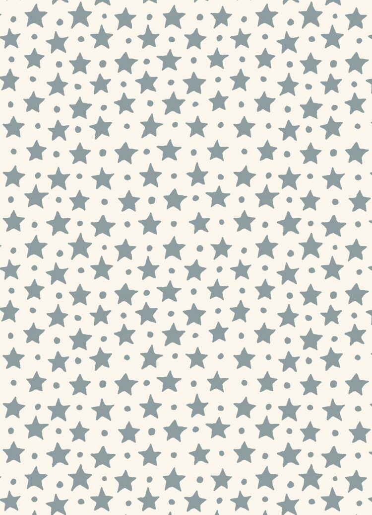 Star and Dot Lead Blue on Cream Wallpaper