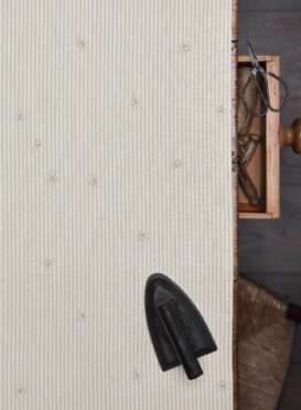 Bee Pinstripe ~ Straw on Ivory Linen