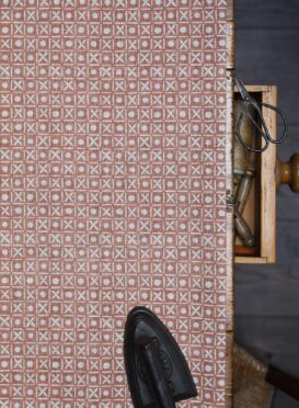 Sundial ~ Terracotta Blotch on Chunky Linen