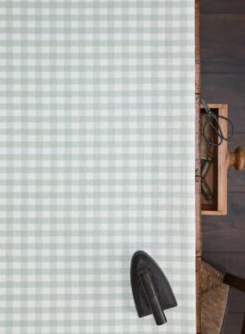 Check Small ~ Sagey Greens on Ivory Linen