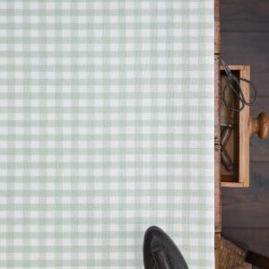 Check Small ~ Sagey Greens on Ivory Linen