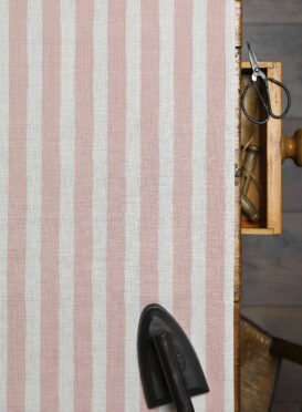 Pavilion Stripe Pamplemouse Pink on Cream Linen