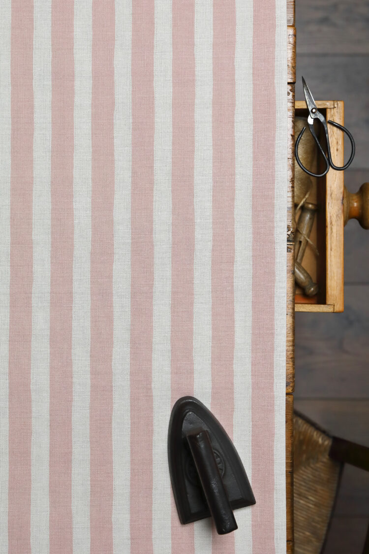 Pavilion Stripe Pamplemouse Pink on Cream Linen