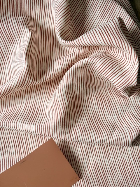 Bamboo ~ Punchy Red on Double Cream Linen (rich terracotta red) - Image 2