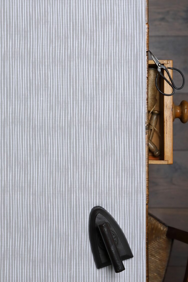 Bamboo ~ Reversed Dove on White Belgian Linen