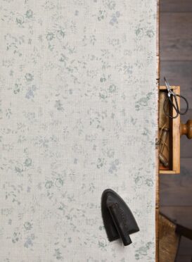 Lydia ~ Faded Blue Green on Stone Linen