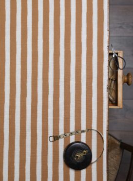 Pavilion Stripe Ginger on Cream Linen