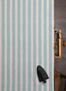 Pavilion Stripe Parma Blue on Cream Linen