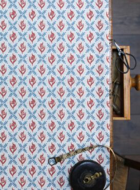 Tulip Trellis Blue + Red Linen