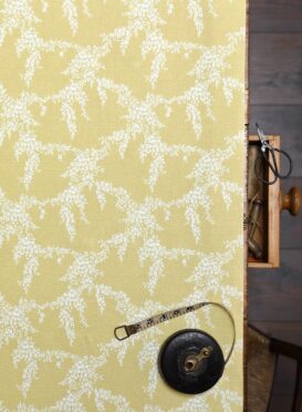 Wisteria Buttercup on New White Linen