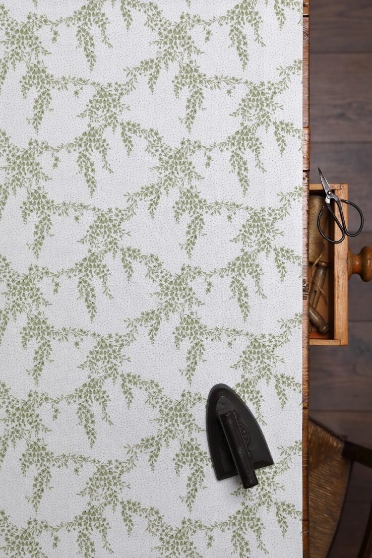 Wisteria Sage on New White Linen