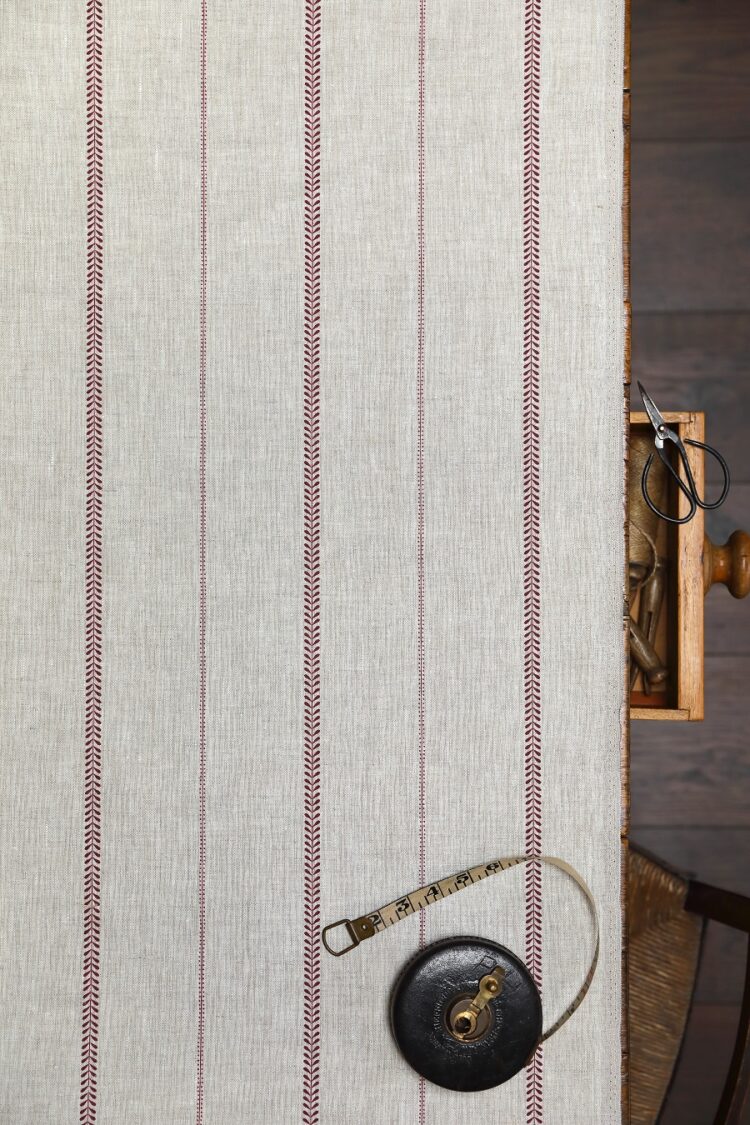 Indi Stripe Maroon on Dune Linen